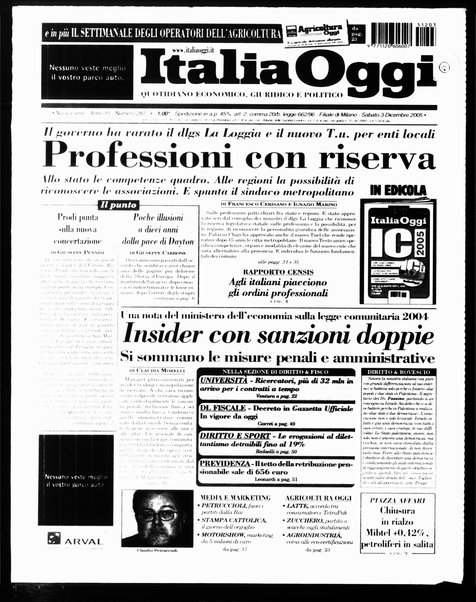 Italia oggi : quotidiano di economia finanza e politica